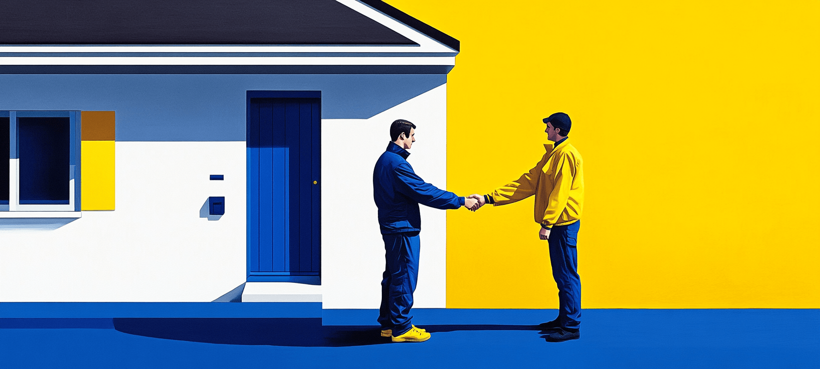 A home services professional shaking hands with a customer