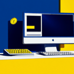 A laptop with gold coins flying by