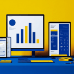 A desktop with graphs and technology