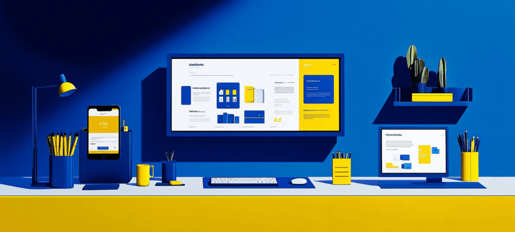 Industrial marketing examples on desktop screen