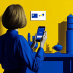 An industrial marketer using a smartphone
