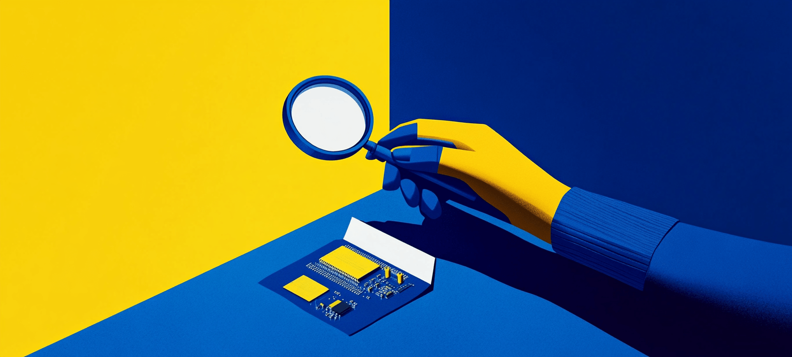 A hand looking over a chip