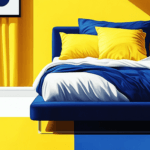 A bed with yellow pillows