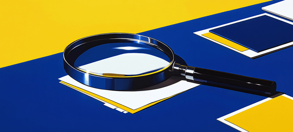 A magnifying glass on paper