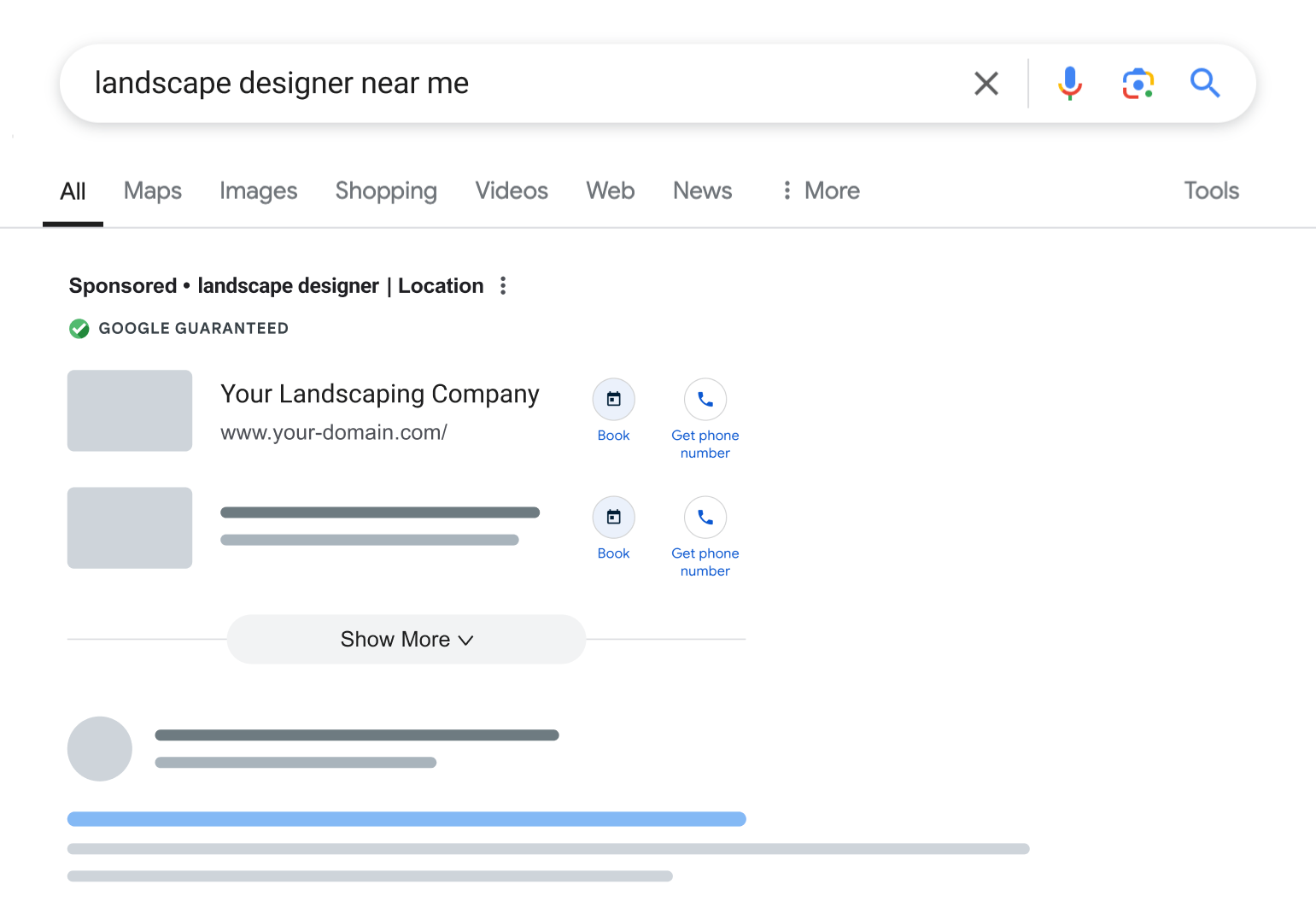 a google search for landscape designer near me