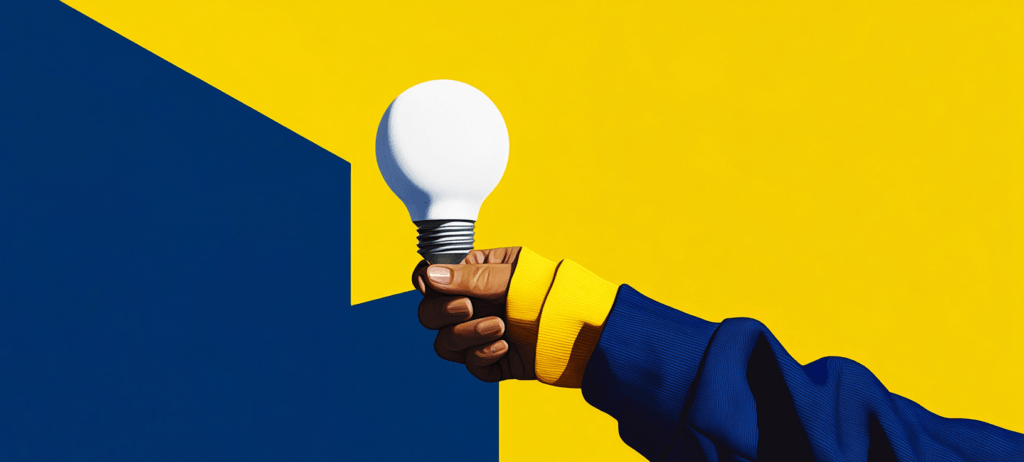 A light bulb being held