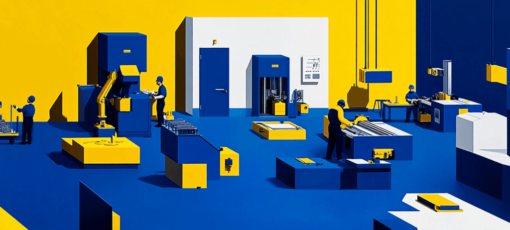 A manufacturing machinery floor