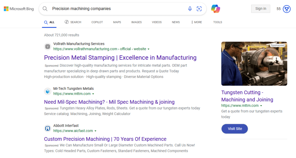 Microsoft ads for manufacturers