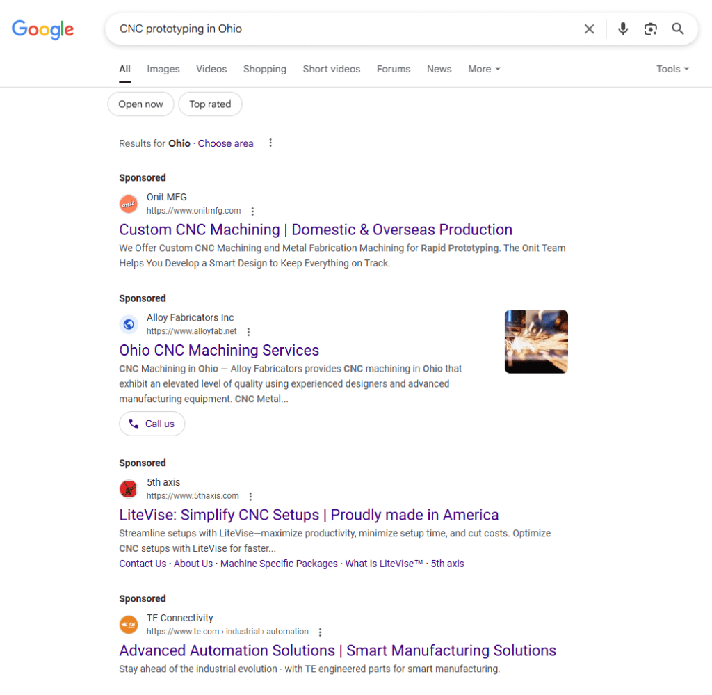 Google Ads for manufacturing companies
