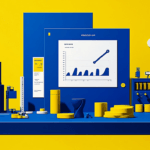 A chart on blue desk with coins