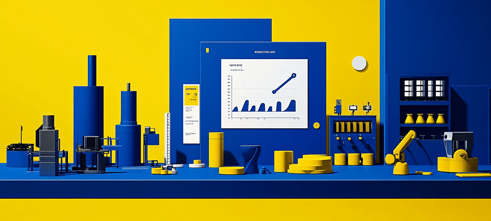 A chart on blue desk with coins