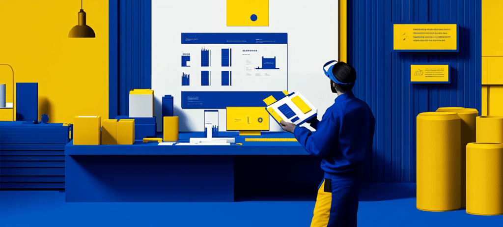 A manufacturer working on a tablet