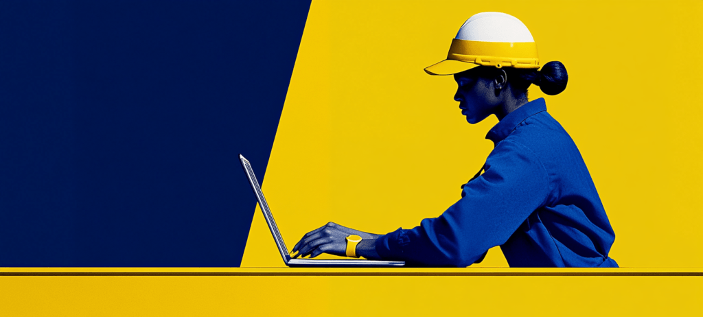 A manufacturer using laptop