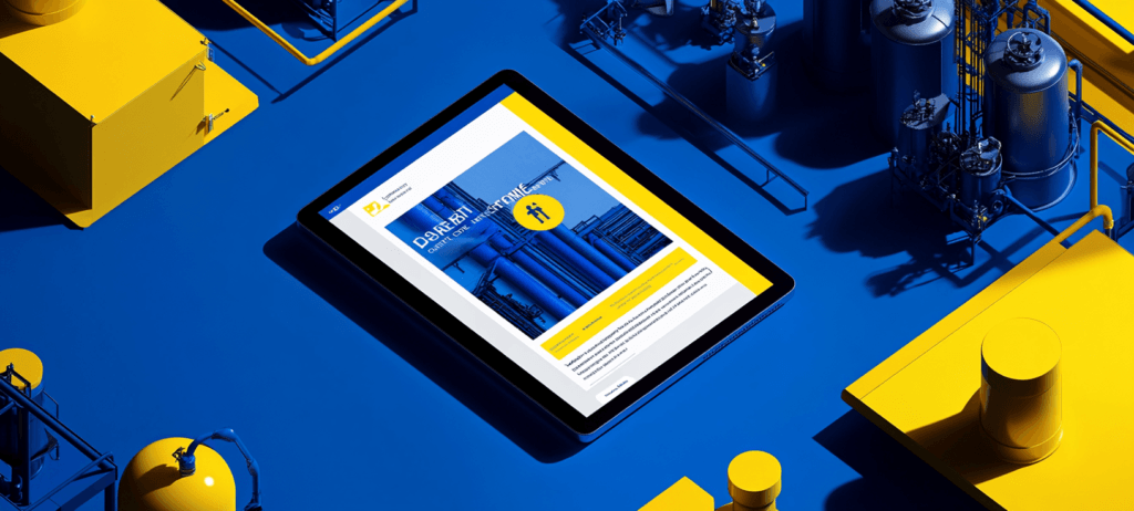 A manufacturing website on a desktop