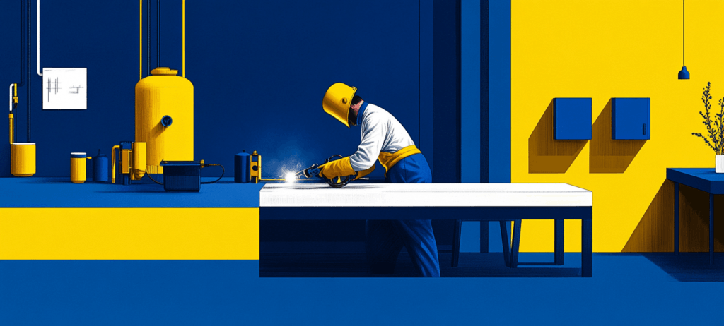 A metal fabricator at work