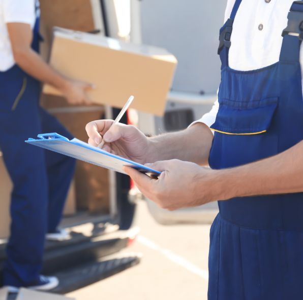 A mover holding a clipboard