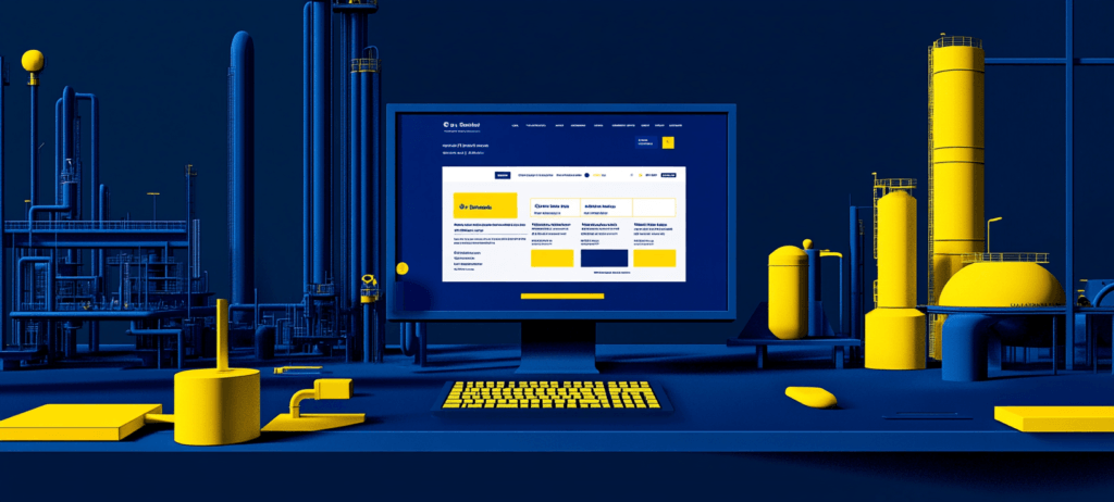 A website against industrial backdrop
