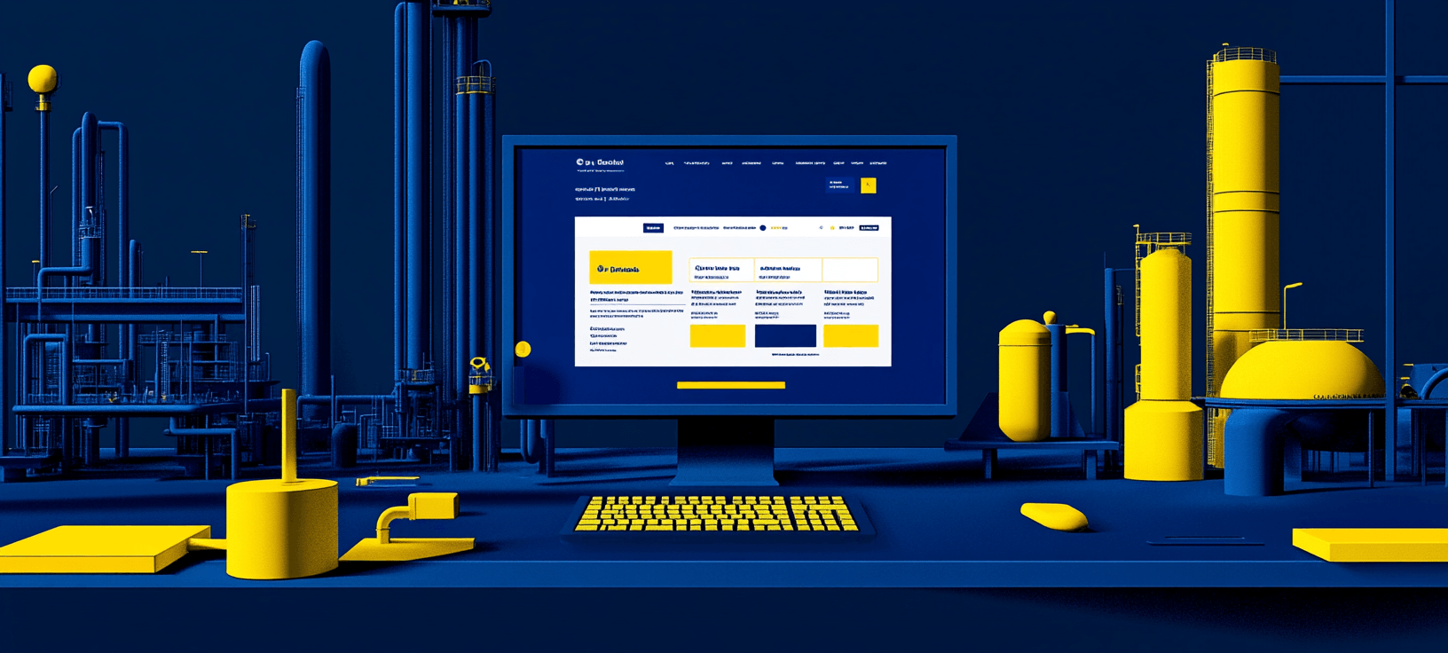 A website against industrial backdrop