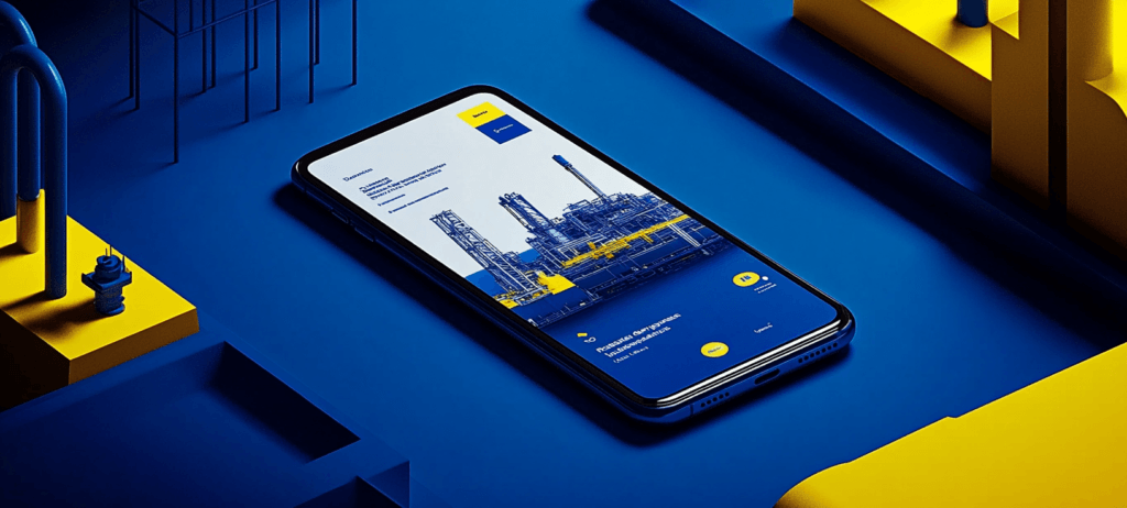 An oil and gas website displayed on a smartphone