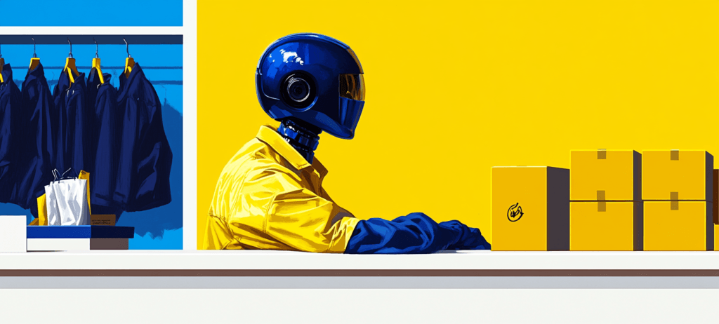 A painting of a man wearing a blue helmet