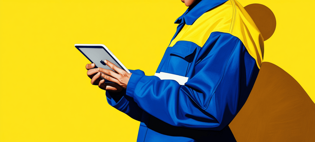 A pest controller managing ads on tablet