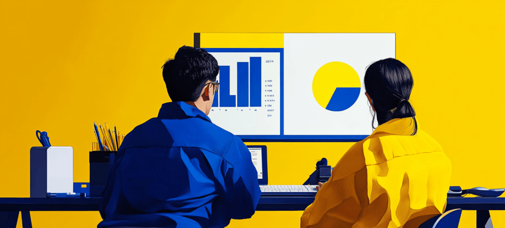Plumbers looking at statistics