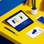 a tablet and a cell phone on a yellow table