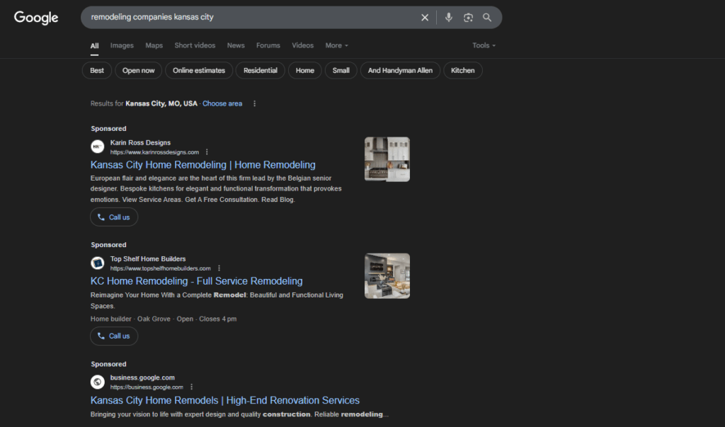 PPC ads for remodeling companies