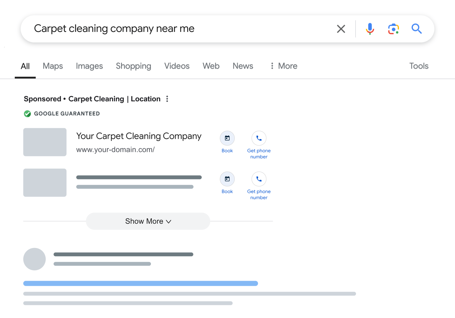 Carpet cleaning company near me PPC example