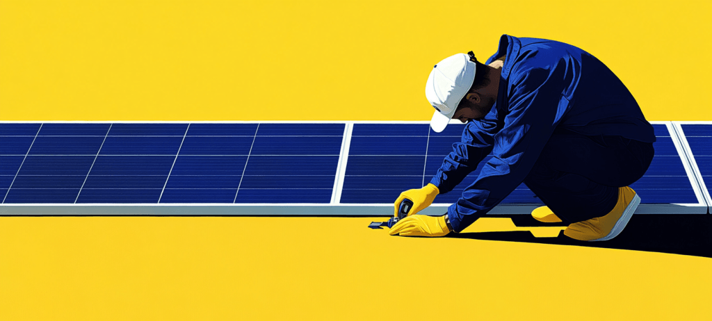 A solar installer working