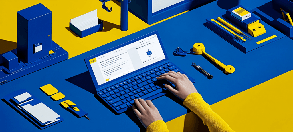 A manufacturer using laptop