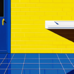A yellow-and-blue room with tiles