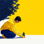 A person caring for a seedling