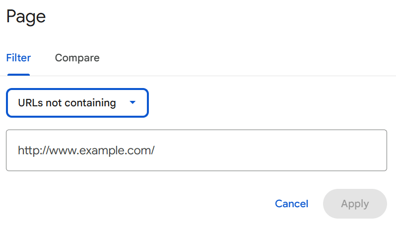 Filtering for URLs on GSC
