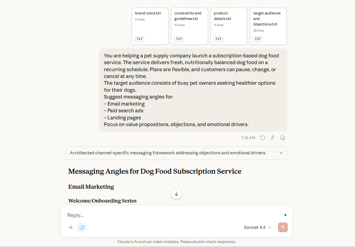 Marketers can use Claude to explore messaging directions before they refine campaigns with performance data