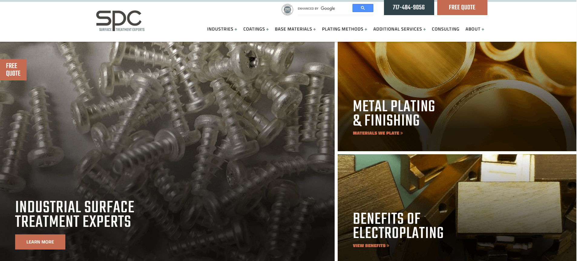 Sharrett's Plating website homepage