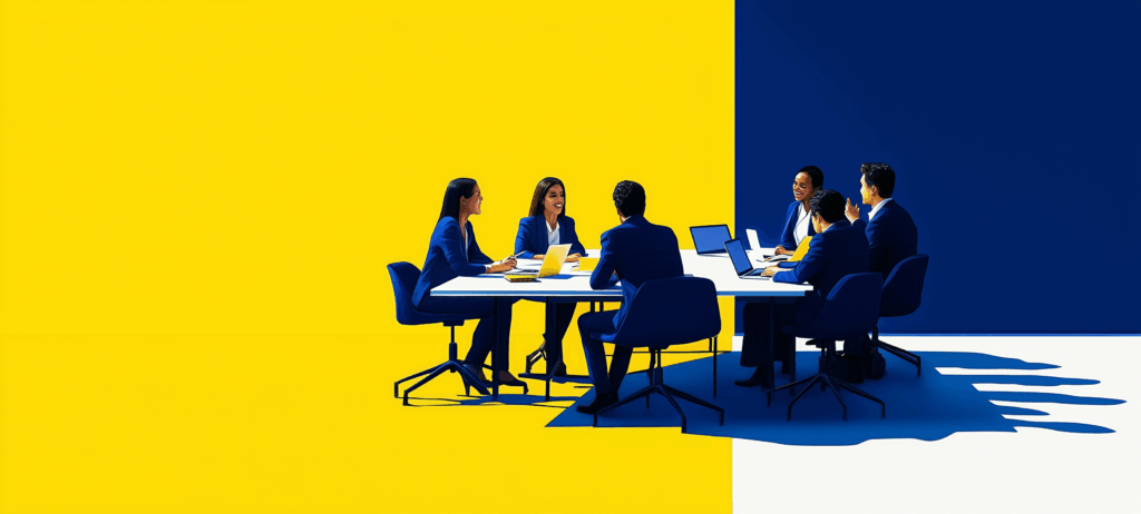 team sitting around a table