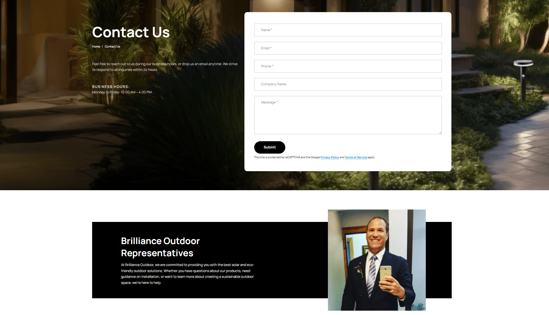 Brilliance Outdoor contact us page