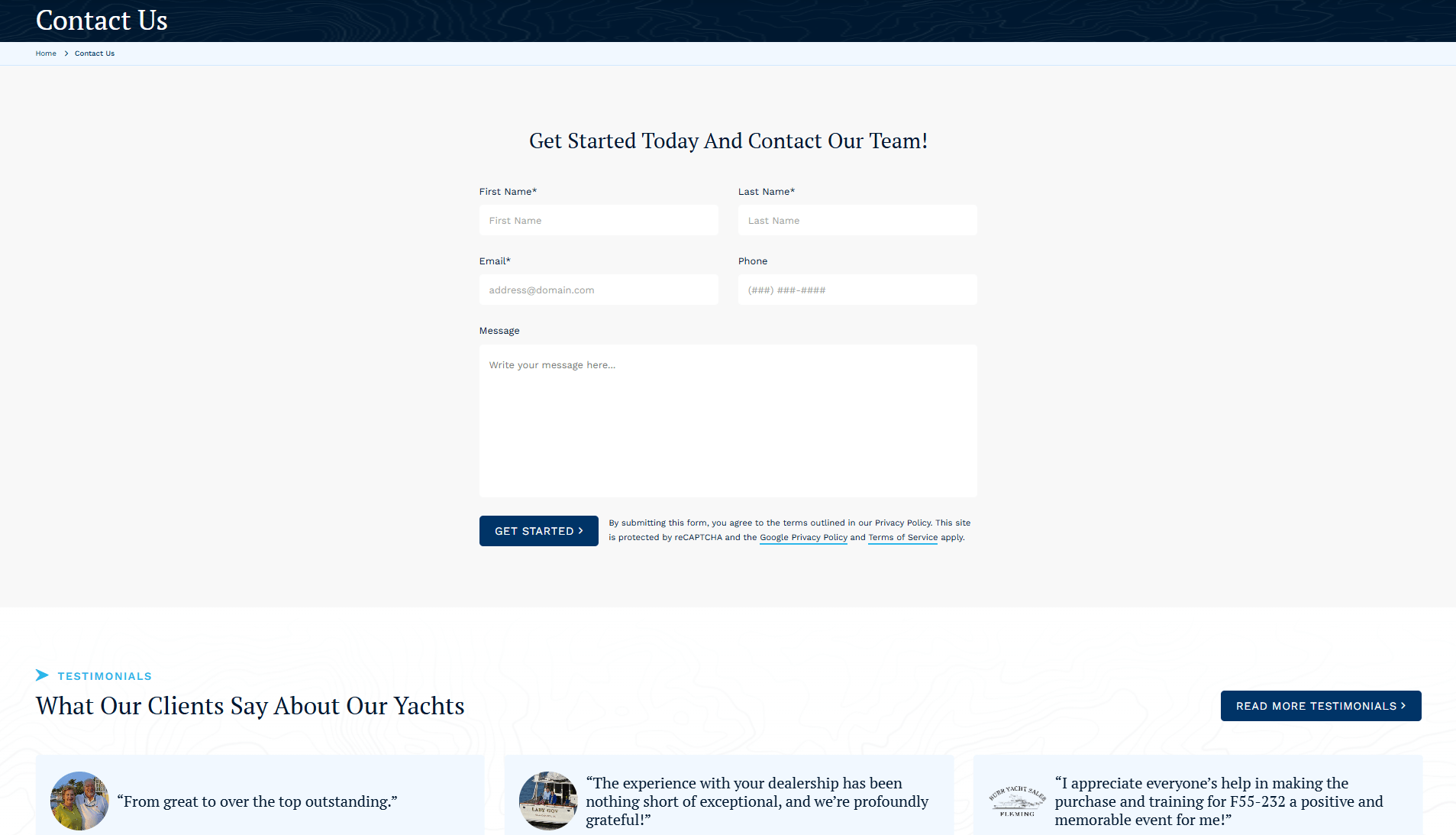 Burr Yacht Sales contact us page