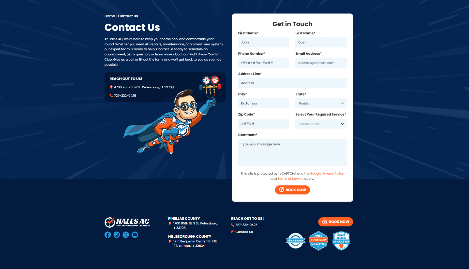 Hales AC contact us page
