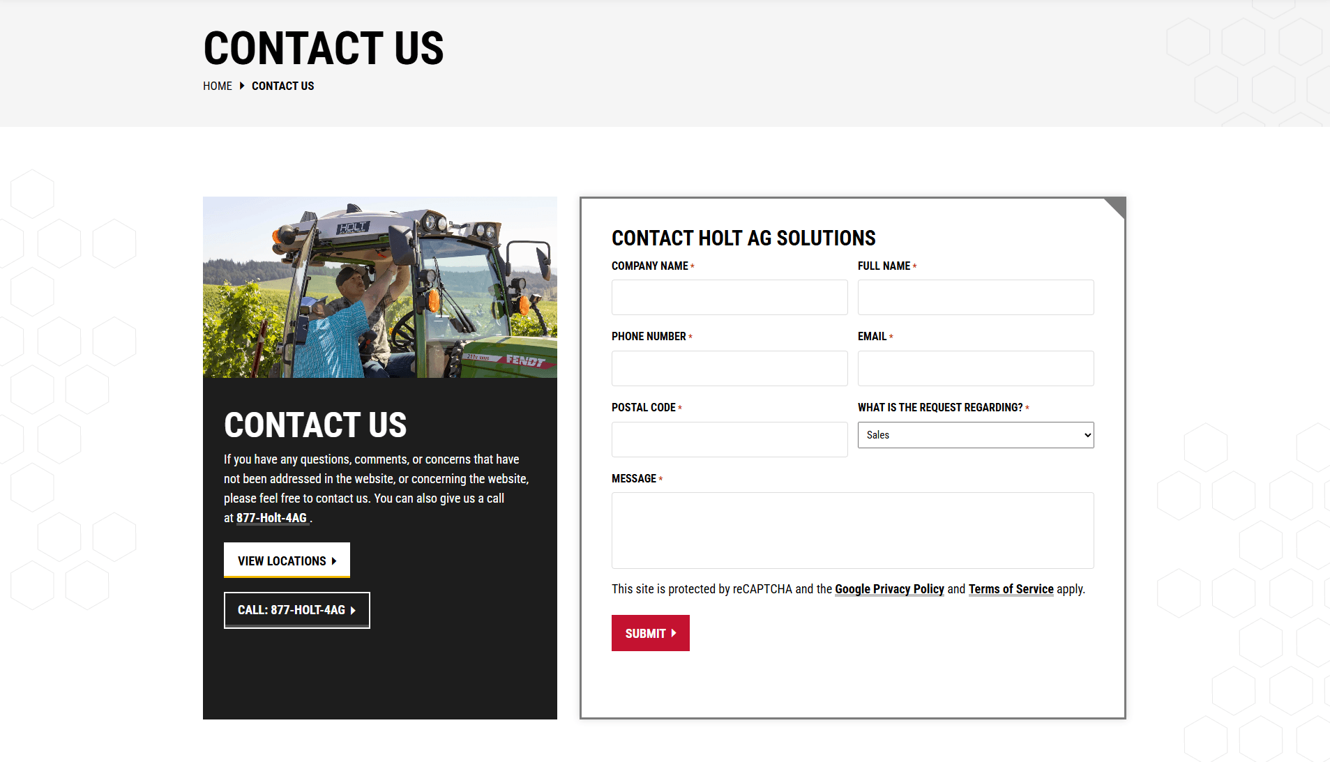 Holt AG Solutions contact us page