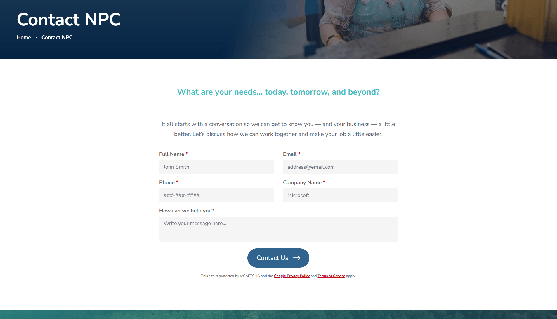 NPC contact page