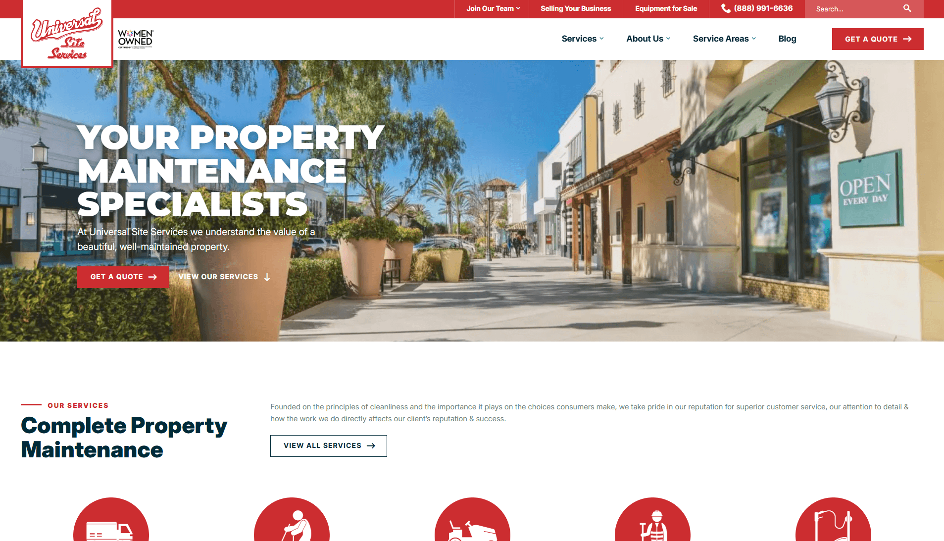 Universal Site Services homepage