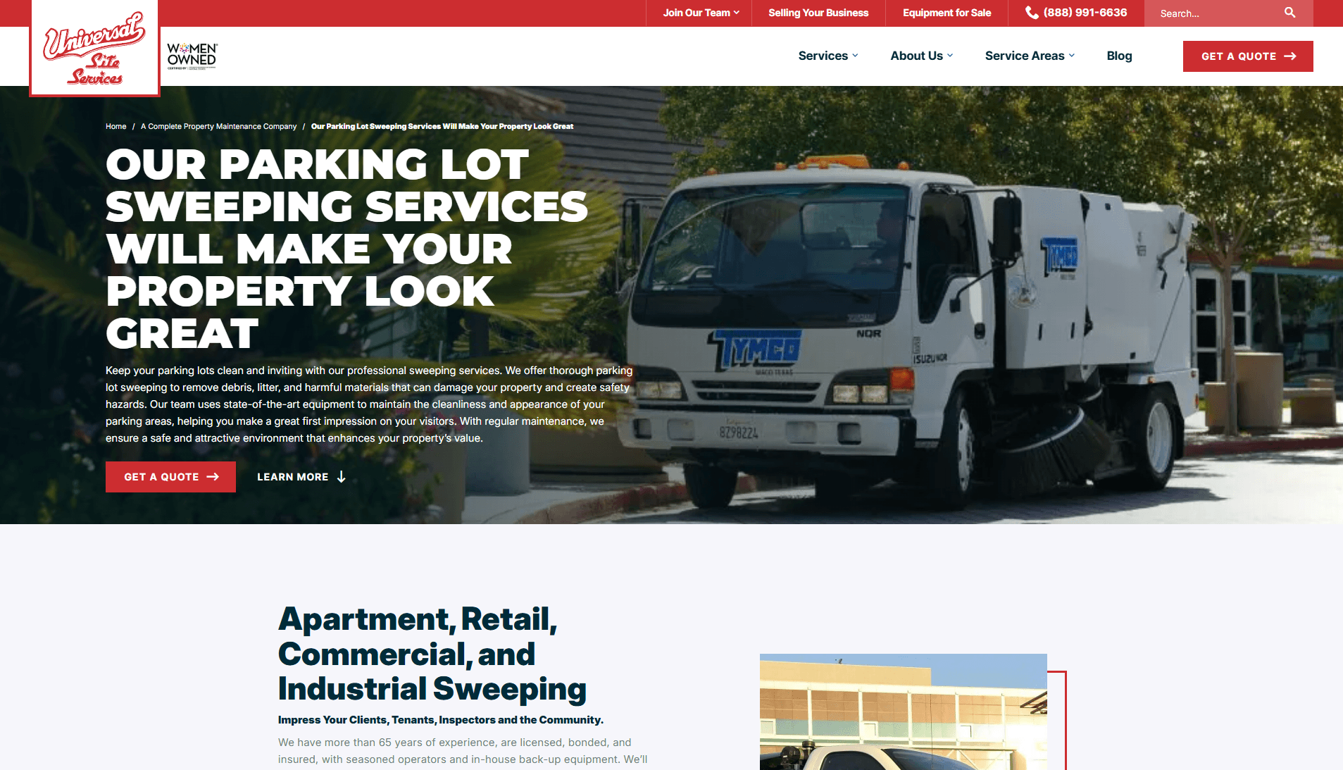 Universal Site Services service page