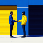 A garage door owner shakes hands with marketing agency owner