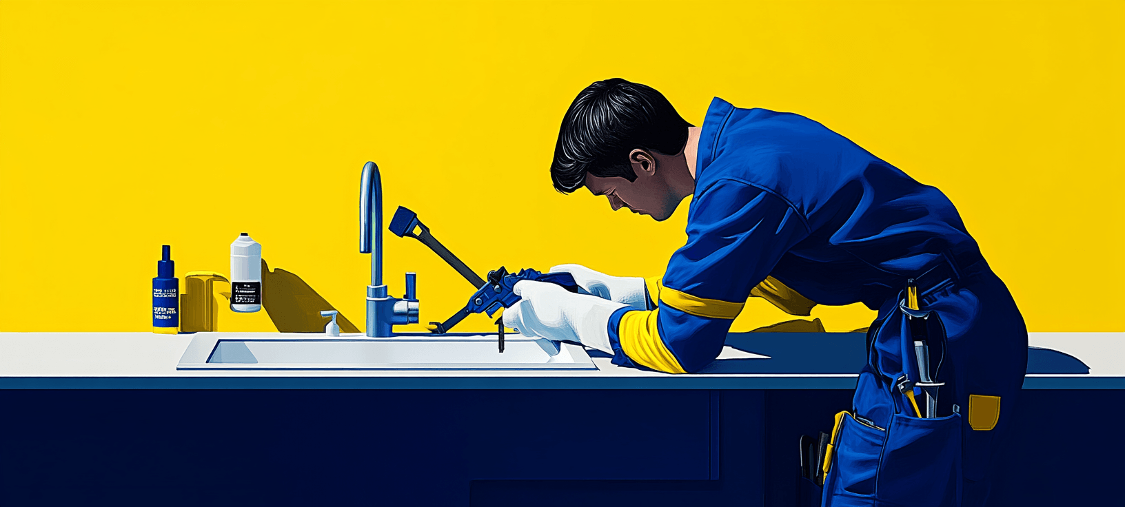 graphic of plumber fixing a sink