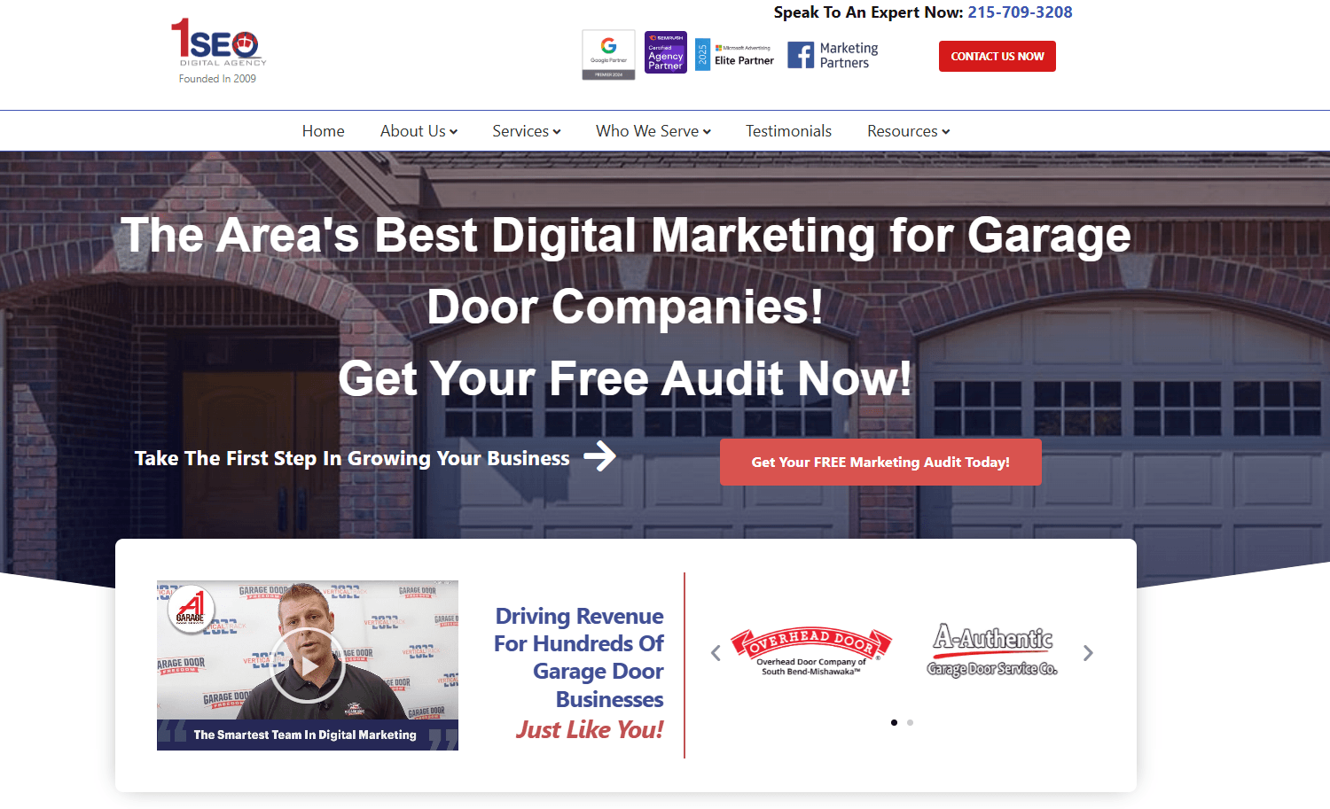 screenshot of 1SEO garage door services page