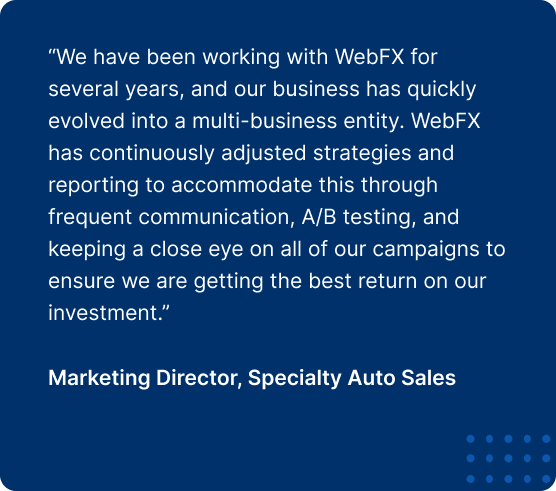 WebFX Auto Sales Quote Card