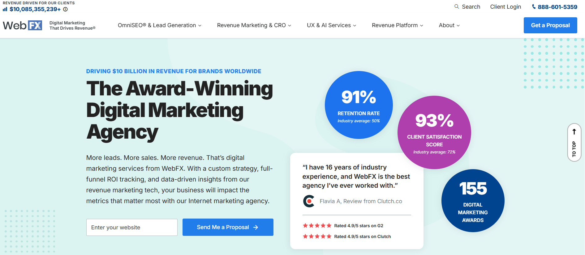 WebFX digital marketing services page 