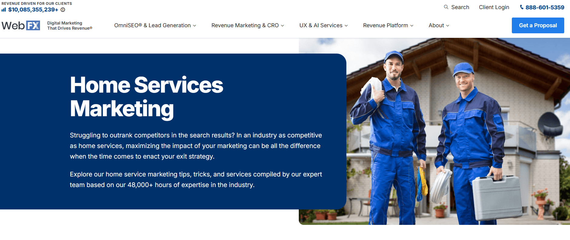 screenshot of WebFX home services page